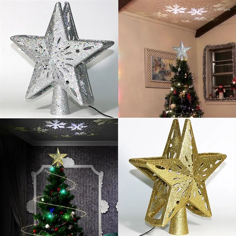 Decorações de Natal Tree Topper Star Led for Home Hollow Pattern Hollow Natal Shape Decor Year