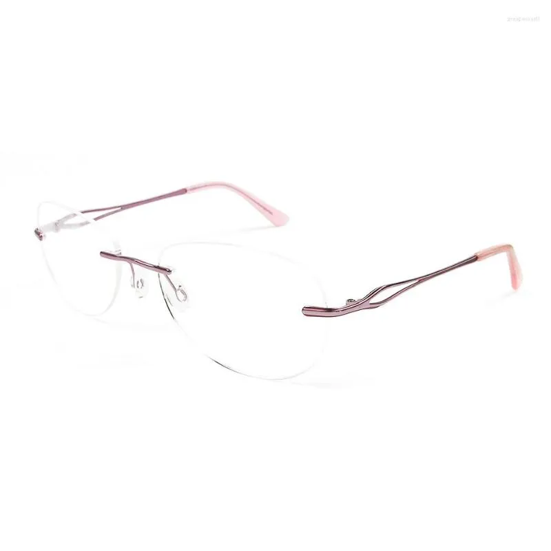 Sunglasses Frames Flexible Rimless Titanium Prescription Eyeglasses Frame For Women Oversized Ultralight Female Pilot Glasses Spectacles