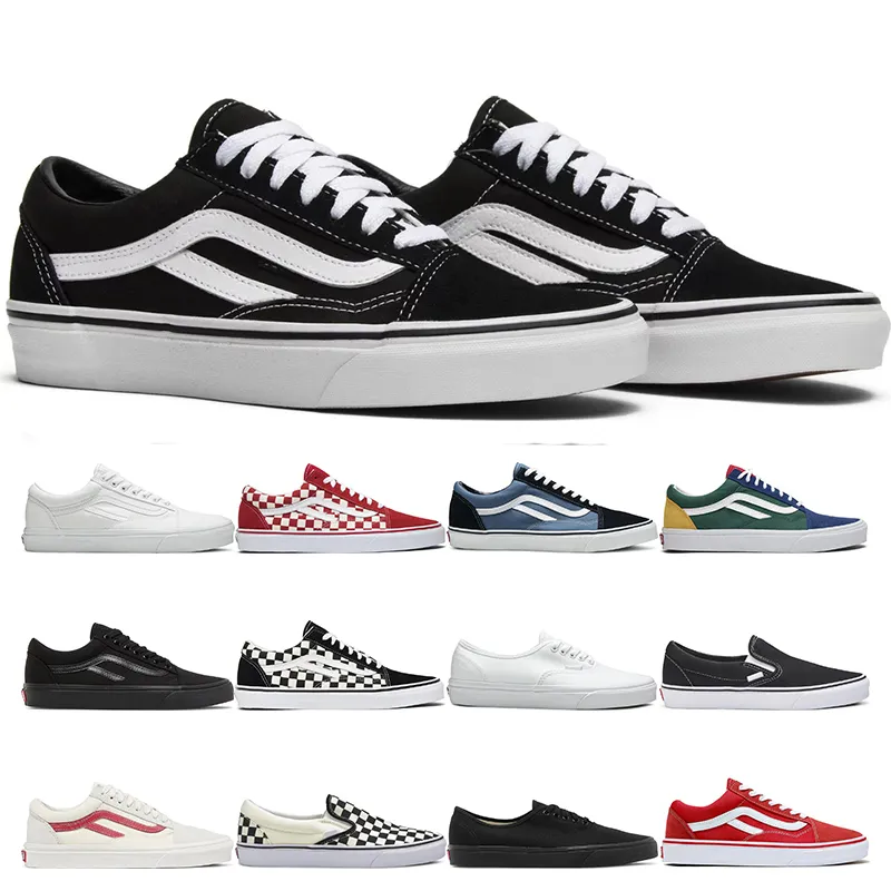 Designers Old Skool Casual Skateboard Shoes Black White Red Mens Womens Fashion Outdoor Flat Size 36-44