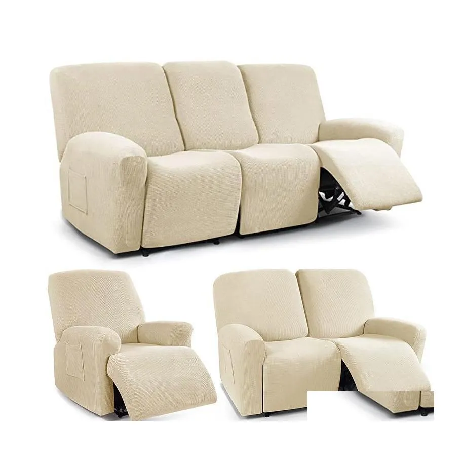 Chair Covers Ers 1/2/3 Seater Spandex Recliner Er Stretch Reclining Sofa Elastic Relax Armchair Couch Sliper Drop Delivery Home Gard Dhr5B