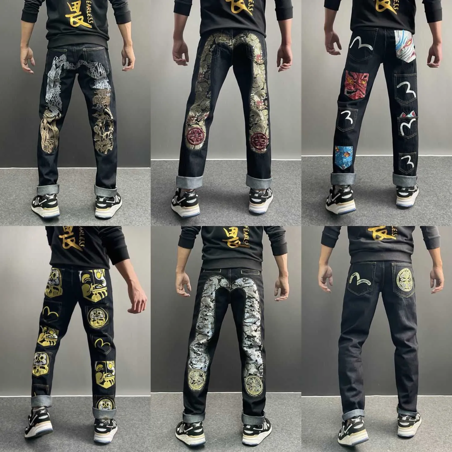 Men's Jeans Denim Joggers Pattern Elastic Loose Harem Men Pants Plus Size Patchwork Large Trousers T230110