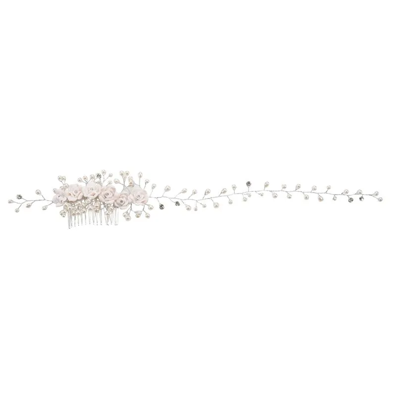 Pinces à cheveux pour coiffure de mariage, bandeau en perles, fleur blanche, bandeaux faits à la main, brosse à cheveux, bijoux de mariée, peigne, Barrettes