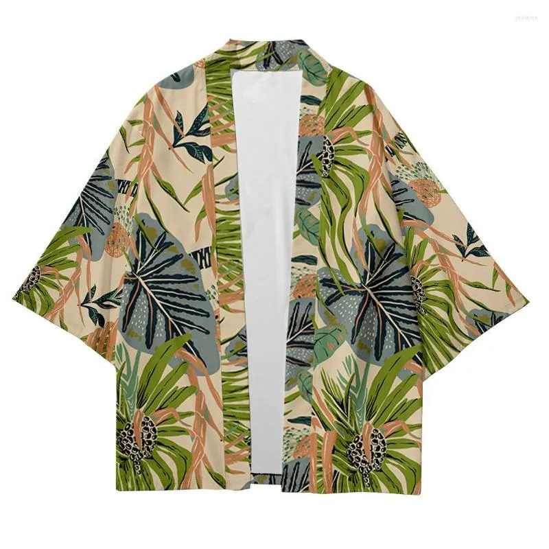 Roupas étnicas cardigãs de streetwear japonês homens harajuku haori kimono cosplay camisetas superiores yukata tao robe planta floral 6xl 5xl 4xl