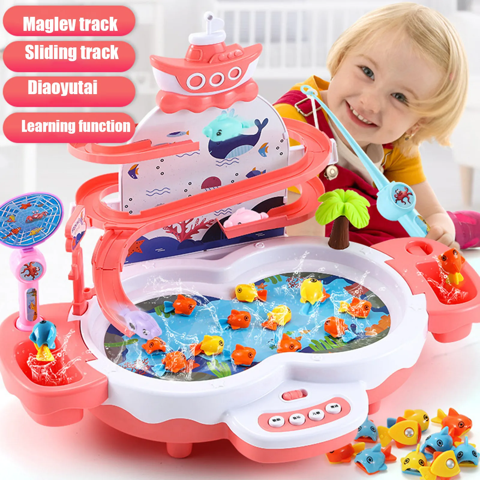 Party Spiele Handwerk 2 In 1 Musik Angeln Spielzeug Kinder Magnetische Elektrische Zirkulation Plattform Wasser Spielen Spiel Spielzeug Für kinder Geburtstag Geschenk 230111