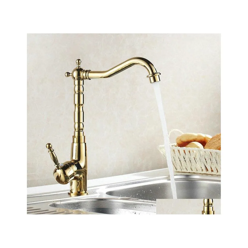 Bathroom Sink Faucets Wholesale Auswind Antique Brass Gold Faucet Kitchen Swivel Basin Mixer Tap Drop Delivery Home Garden Showers Ac Dh9Sr