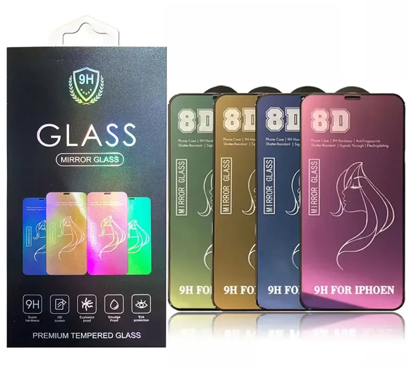 8D Beauty Mirror Tremed Glass Screen Protector для iPhone 14 13 12 Mini 11 Pro Max SE XR XS 8 7 6 с розничным пакетом