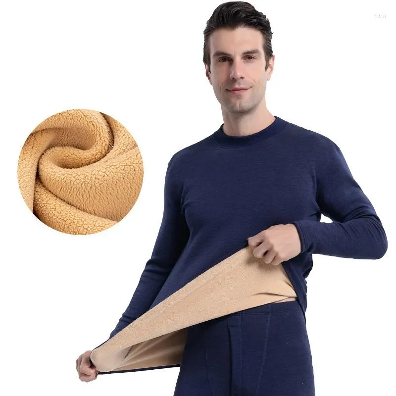 Roupa térmica masculina Homens de caxemira de caxemira de cordeiro grossa Long Johns Mantenha -se aquecido nos dias frios de inverno homens homens