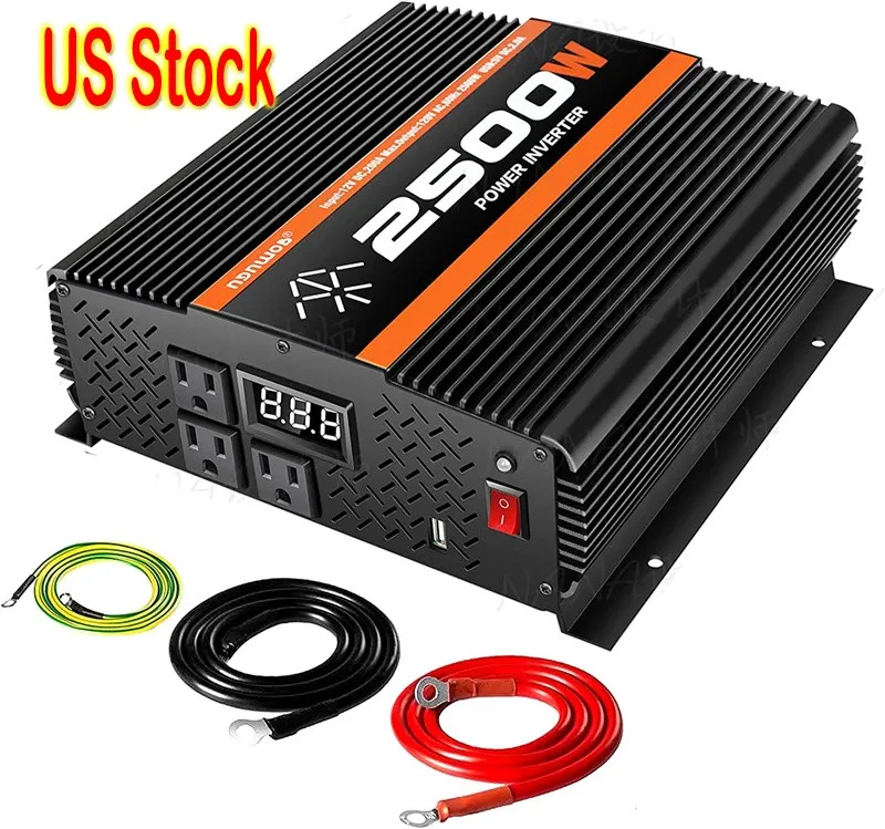 2500W Inverter Power Inverter of Modified sine Wave Truck RV Solar Inverter Power Converter with LCD Display 12V to 110V dc to ac Inverter Vehicle Camping