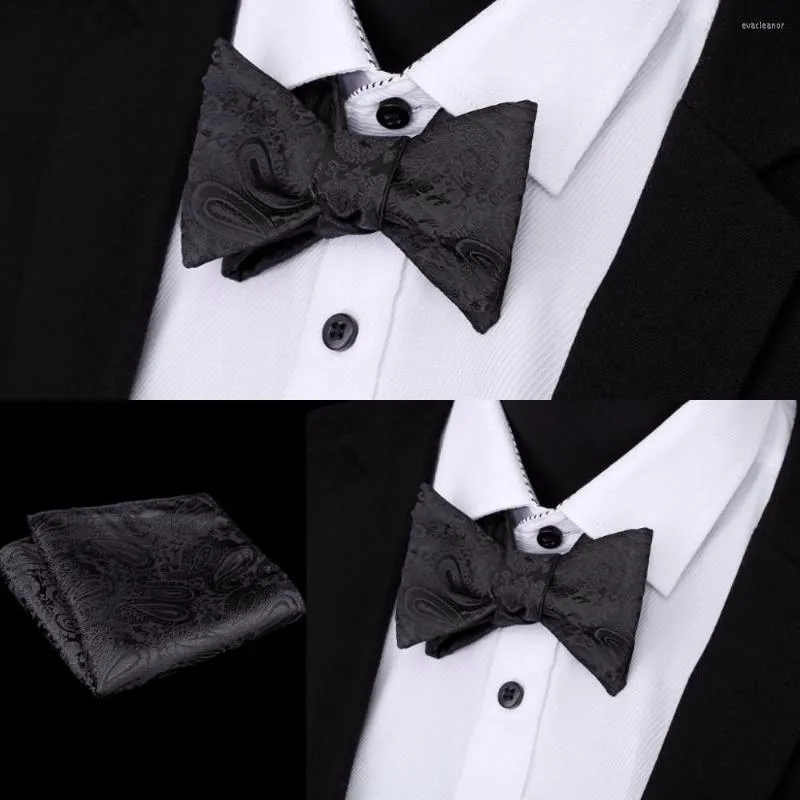 Bow Ties Fashion Paisley Self Tie Men's Bowtie Hankerchief Zestaw Regulowany Business Wedding Hanky ​​For Men Accessories 8color