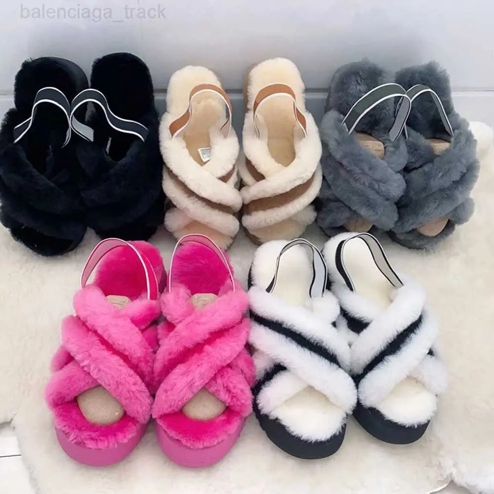 UPS Women Men Furry Slippers pluisjes Yeah glijbanen Sandaal Disco Cross Sandaal Sandaal Australi￫ Fuzzy Soft House Ladies Damesschoenen Fur Fluffy