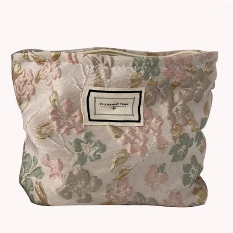 Sacs à cosmétiques en relief fleurs, sac de maquillage, pochettes de maquillage de grande capacité, pochette pour femmes Portable multifonction pour voyages et vacances