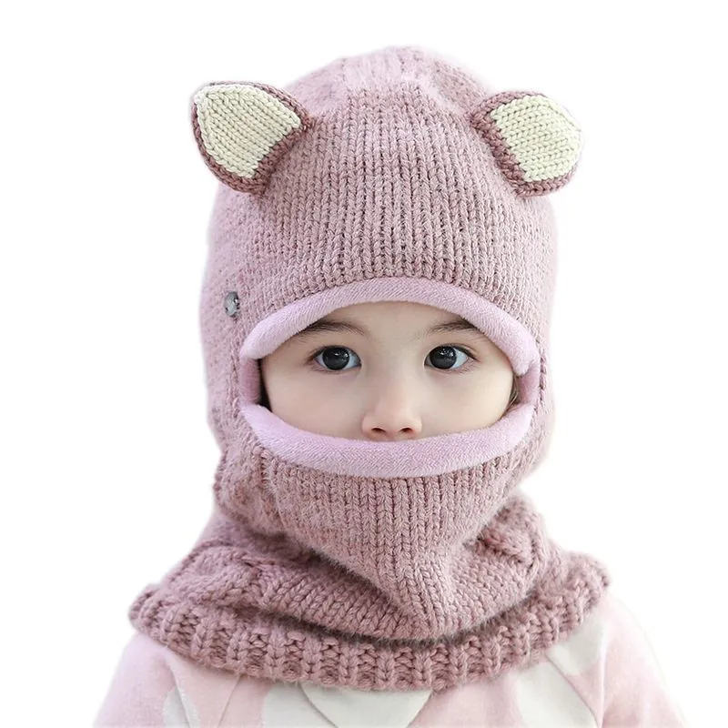 Casquettes Chapeaux Bébé Chapeau Filles et Garçons Hiver Chaud Pompon Chapeau Velours Doublure Casquettes Oreilles Mignonnes Chapeaux pour Enfants Bonnet Chapeau Écharpe Enfants Coupe-Vent Cap 230111