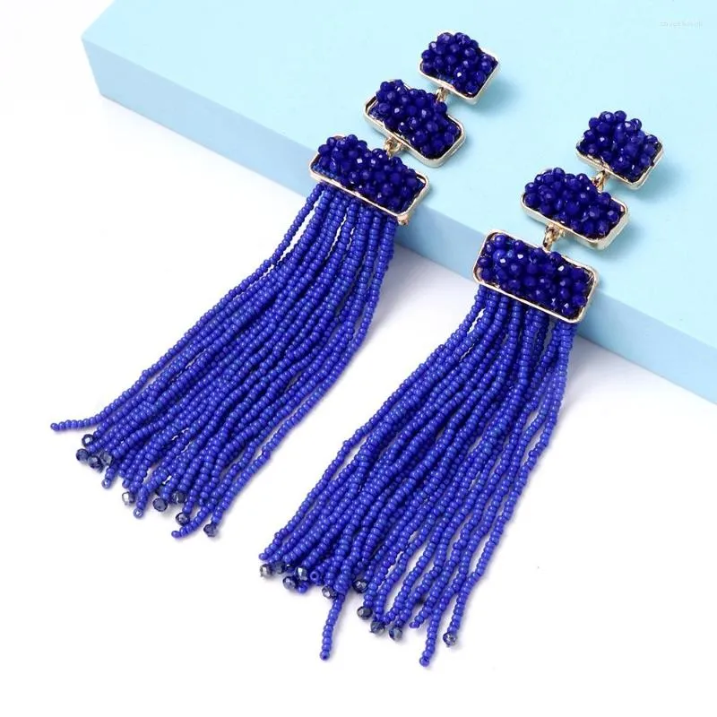 Baumelnde Ohrringe FASHIONSNOOPS Böhmen handgemachte Perlen lange Quaste für Frauen Mode Retro Statement Schmuck Großhandel