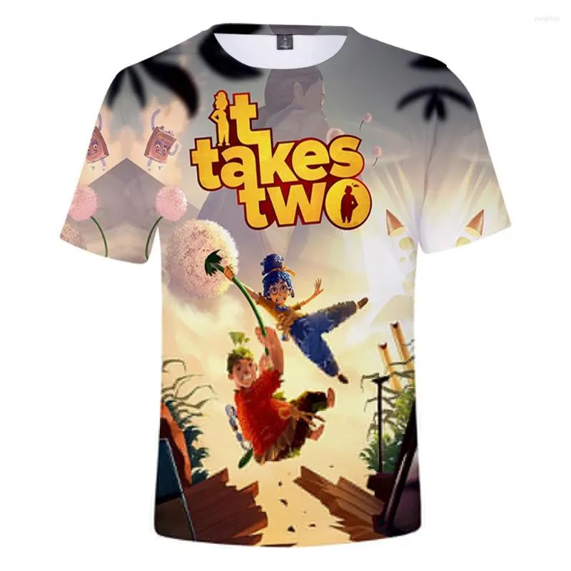 Herren-T-Shirts „It Takes Two“ 3D-T-Shirts Sommer Adrette Herren/Damen T-Shirt Neuheit Streetwear Kind Erwachsene Größe Lustig süß