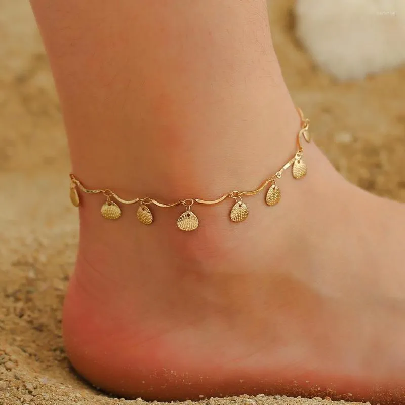 Anklets Summer Beach Style Metal Shell Pendant Anklet Fashionable Simple Tassel Foot Chain For Women