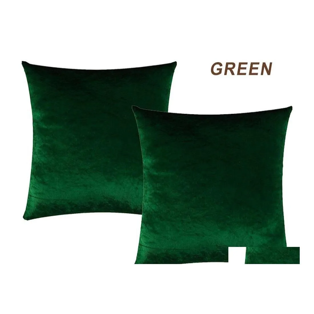 Taie d'oreiller Or Décor Veet Maison Décoratif Sier Gris Coussin Pour Chambre Canapé Tissu Vert Drop Delivery Jardin Textiles Literie Sup Dhi2D