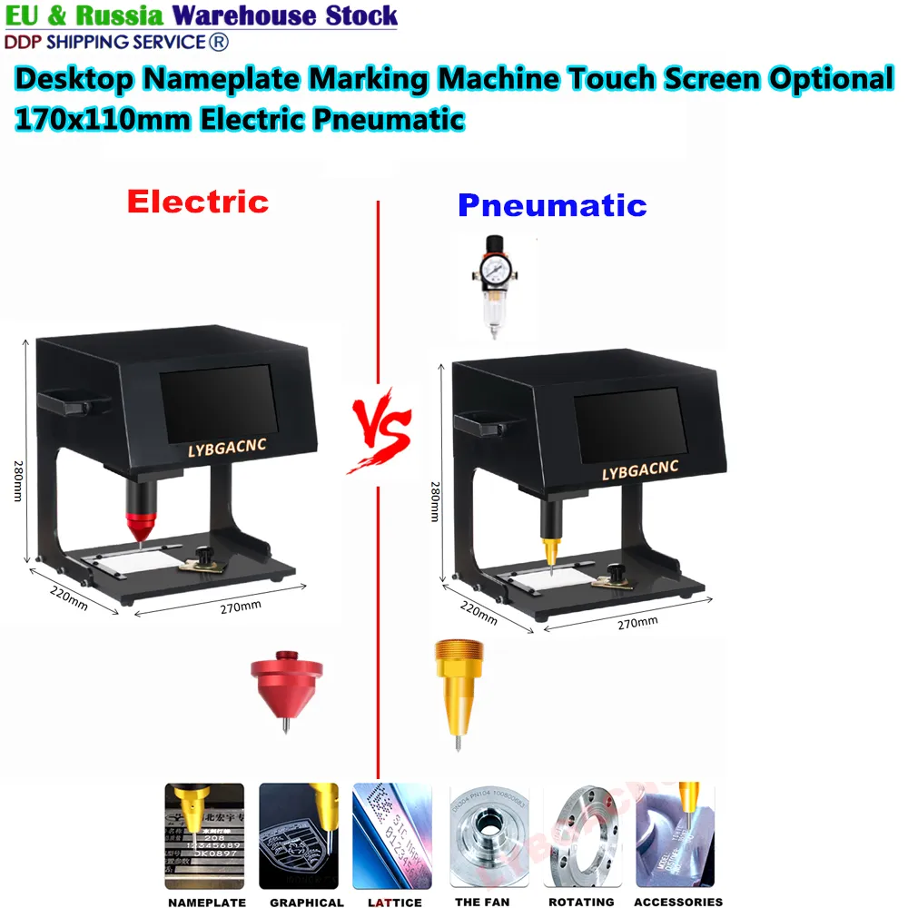 Ny pekskärm 170x110mm Desktop Tamnplatta Markering Maskin Graver Electric Pneumatic For Metal Parts Frame Not Behöver dator