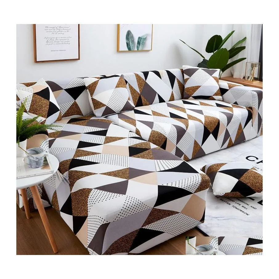 Stuhlabdeckungen Sofa er set geometrische Couch elastisch f￼r Wohnzimmer Haustiere Ecke L -Form Longue Drop Lieferung Hausgarten Textil Dhlb1