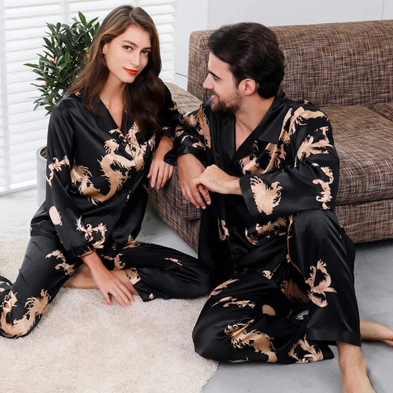 Acheter Soie pour femmes Satin Pyjama Pyjama Ensemble Manches Longues  Décontracté Vêtements De Nuit Vêtements De Nuit Confortables Animal  Loungewear Satin M-5XL
