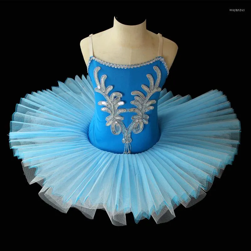 Gonna tutù di balletto blu da indossare sul palco per il costume del lago dei cigni per bambini, costumi di danza del ventre per bambini