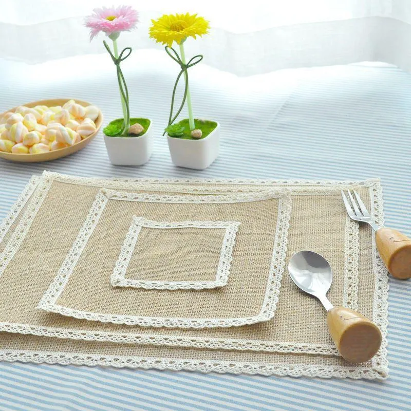 Tafelmatten pads multi-stijl jute doek creatief diy home decoratie kom mat placemat art hessian