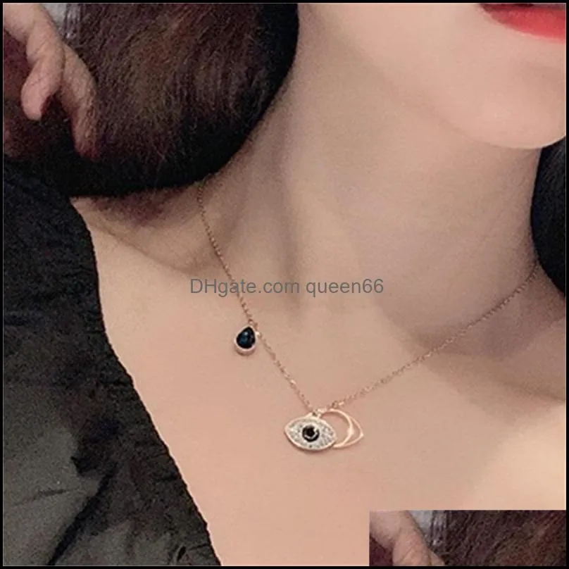 Collane con ciondolo Cristallo turco Collana con occhio diabolico Donna Colore oro Gioielli Maglione Catene Bijoux Party Drop Delivery all'ingrosso Pend Dhvd5