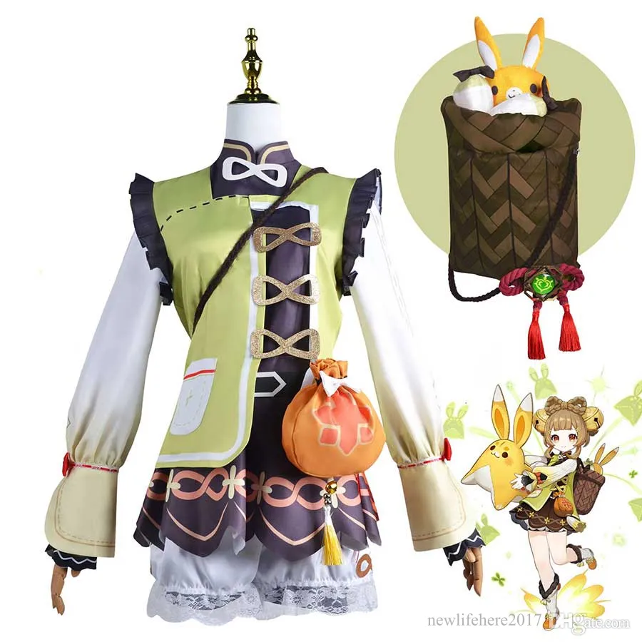 Anime kostuums genhin impact yaoyao cosplay outfits Halloween Carnival Uniforms pruik