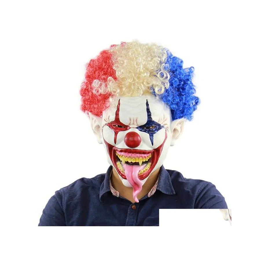 Maschere per feste Maschera da clown spaventoso Sile Halloween Drop Delivery Home Garden Forniture festive Dhveu