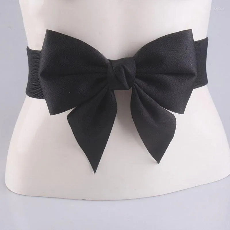 Belts 2023 Korean Belt With Big Bow Waist Band Fashion Wide Corset Elastic Waistband For Dress Accessories Women Black