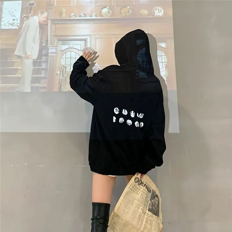 Men and Women hoodies Long-sleeved Hooded Sweater Cotton Double-sided Reflective Letter Loose Pullovers