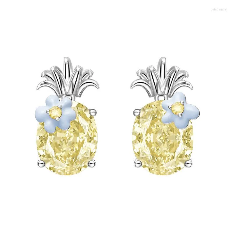 Boucles d'oreilles ANGE NOIR Créatif Ananas Imitation Haute Carbone Diamant Pour Femmes Zircon Oreille Bijoux