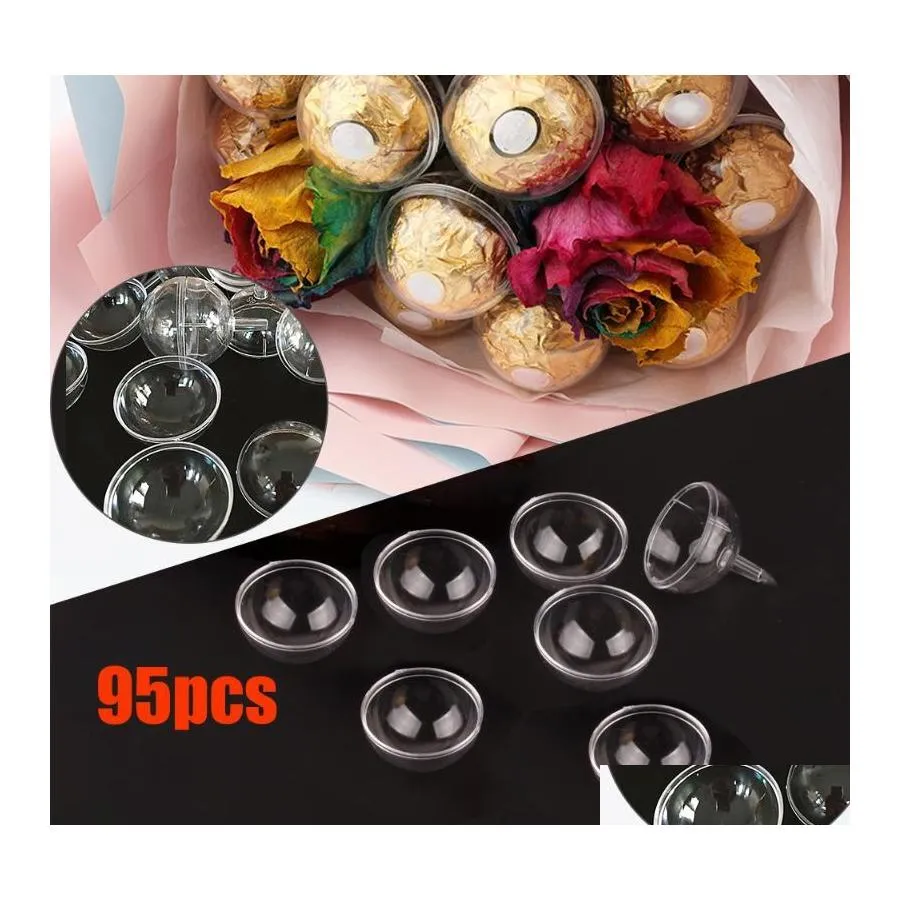 Party Decoration 95st Chocolate Storage Balls Diy Open Plastic Clear Fillable Bauble Ornament Present Present Candy Box Case Bouquet D Dhabu