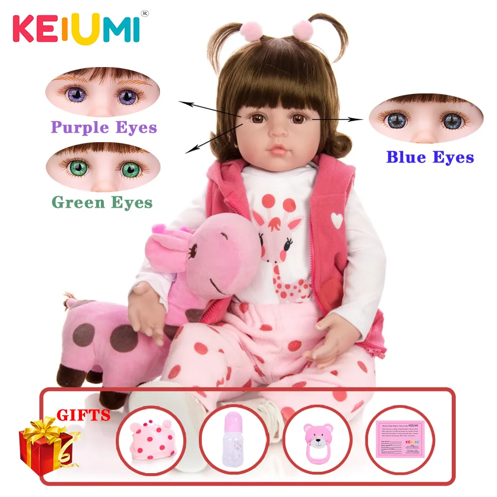 Bambole KEIUMI Reborn Bebe Doll Toy Panno Corpo farcito Realistico Baby Doll con giraffa Regali di Natale di compleanno per bambini 230111