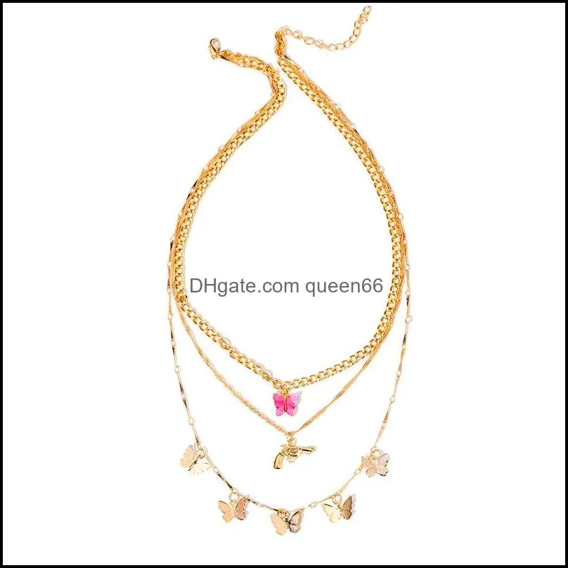 Pendanthalsband Trendiga Mtilayered Butterfly Pendan -halsband f￶r kvinnor Guldkedjiga chokerg￥vor smycken 640 T2 Drop Delivery Pendants Dhu5k