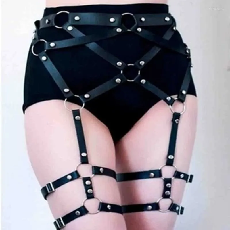 Belts Sexy Women Leather Leg Ring Garter Belt Punk Thigh Gothic Harajuku Female Waist To Bondage Harness Suspender Strap