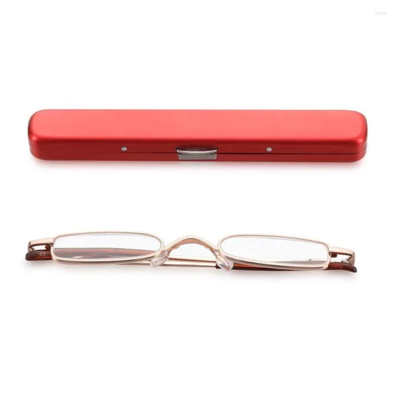 Solglasögon Lätt vikt äldre metallram mini bärbara läsglasögon hartslins Vision Care Eyewear