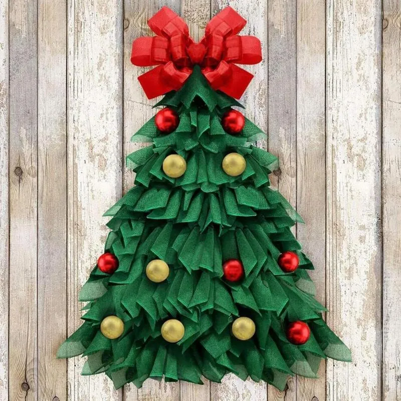 Décorations de noël porte suspendu vert lin arbre de noël pendentif guirlandes joyeux décor pour la maison bonne année 2023