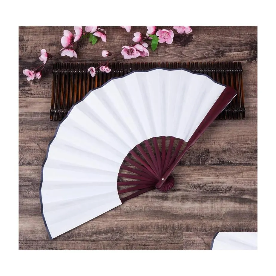 Party Favor Bamboo Stor rave folding Hand Fan f￶r m￤n/kvinnor kinesiska japanska tai chi handh￥llna prestationsdekorationer dan drop deli dhiwm