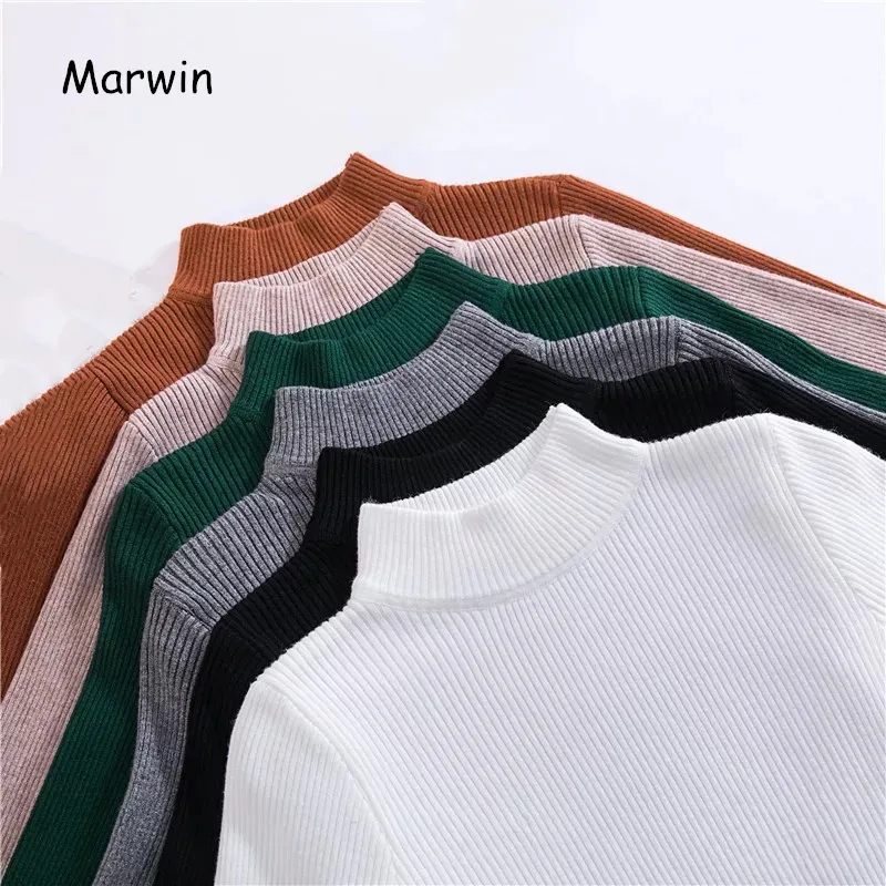 Damestruien Marwin komende herfst Winter Top Pull Femme Turtleneck pullovers lange mouw slanke oversized Koreaanse trui 230111