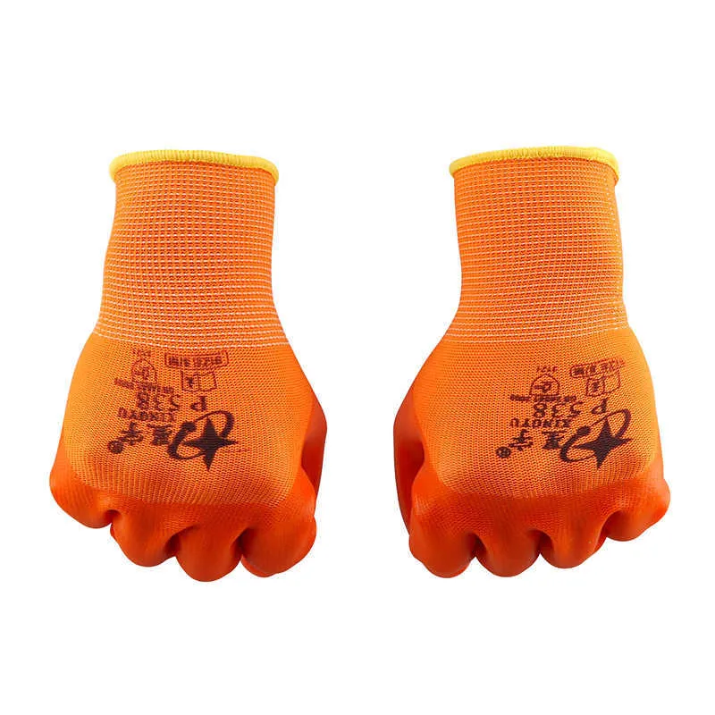 XINGYU Garden Work Glove Good Grip Construction PVC Gloves 6 Pairs Outdoor Orange Single-Size Anti-static Mechanic Household