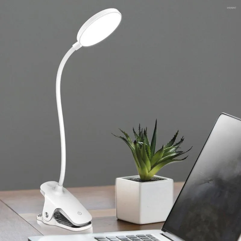 Tafellampen LED 360 ° vouwklem bureaulamp oogbescherming oplaadbare clip op licht voor bedlezen en computers