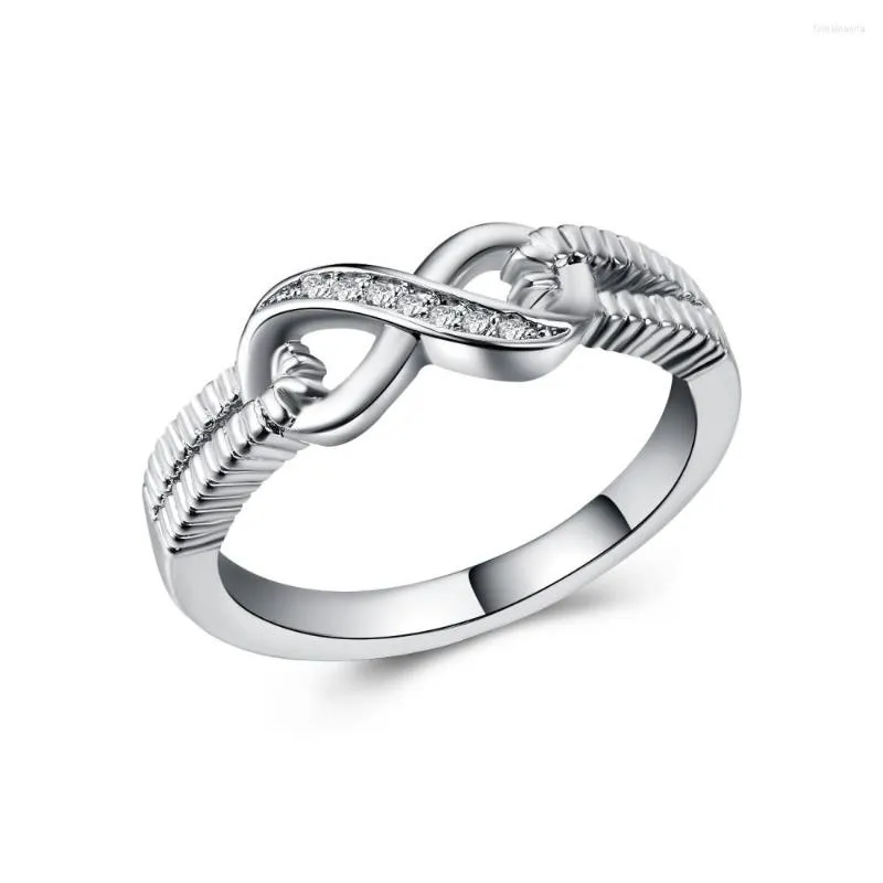 Bröllopsringar Knutring med kubisk zirkon Micro Pave Silver Plated Eternal Love Engagement för Womengirl Friend