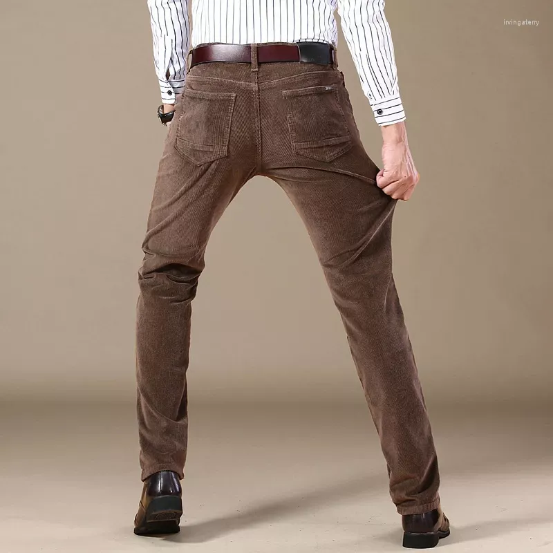 Pantalon homme en velours côtelé hommes noir marron épaissir ample décontracté homme pantalon vêtements droit 2023