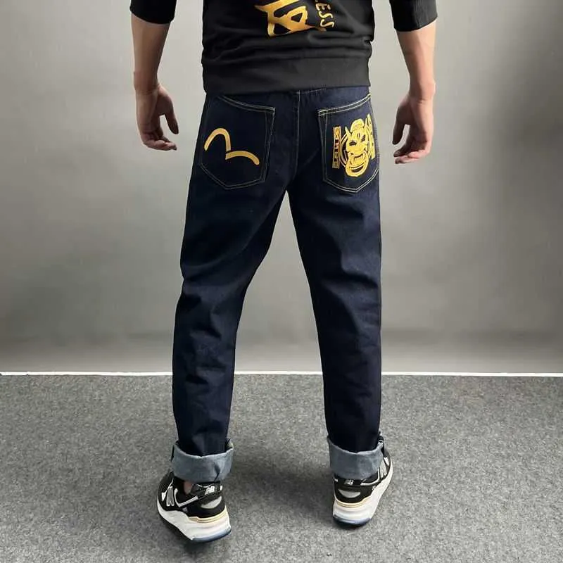 EV Jeans Designer M Evisued Mens Pants Jeans Evisulies M-Shaped Embroidery Straight Tube Wide Leg Brand Pants Hip Hop Y2k Edge Street 4308