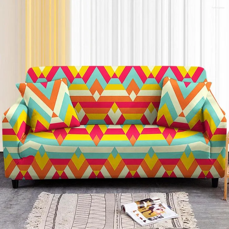 Stol täcker oregelbundet figur vardagsrum soffa täcker stretch geometriska tryck split möbelskydd