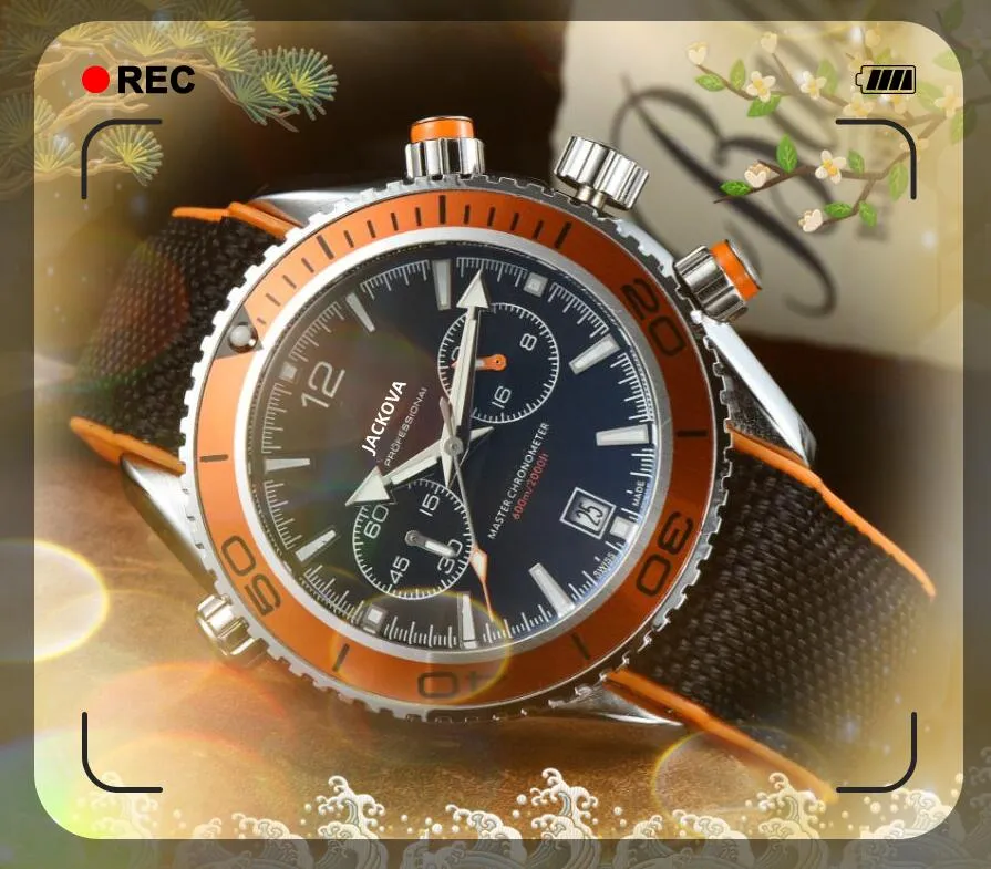 Orologi Da Uomo Delle Migliori Marche 43MM Cronografo Multifunzionale Con Batteria Al Quarzo Super Cronometro Da Corsa Cintura In Tessuto Di Nylon President Scansione Tick Orologio Da Polso Regali Da ...