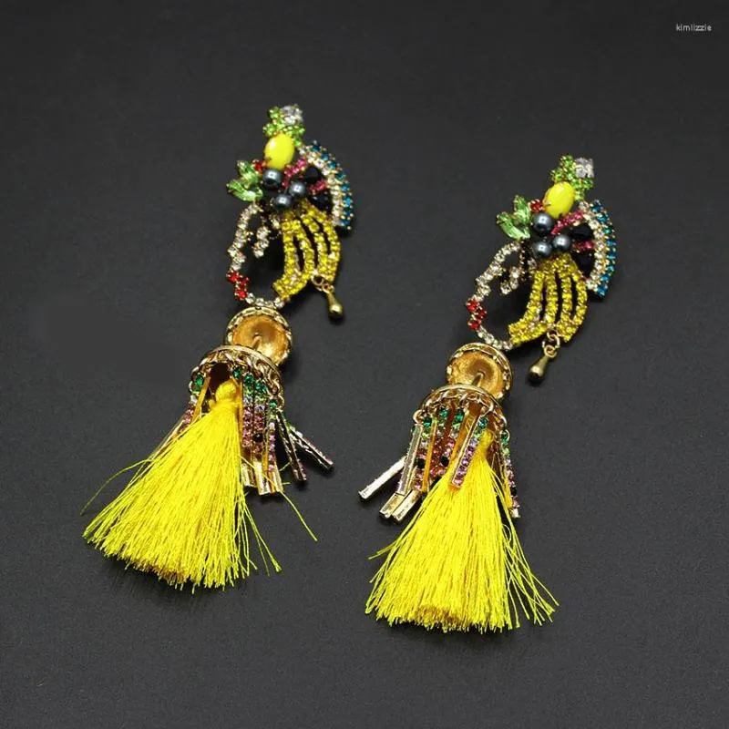 Stud Earrings Chinese Retro Sparkling Full Rhinestone Princess Tassel Exaggerated Nightclub Bride Accessories Female 567