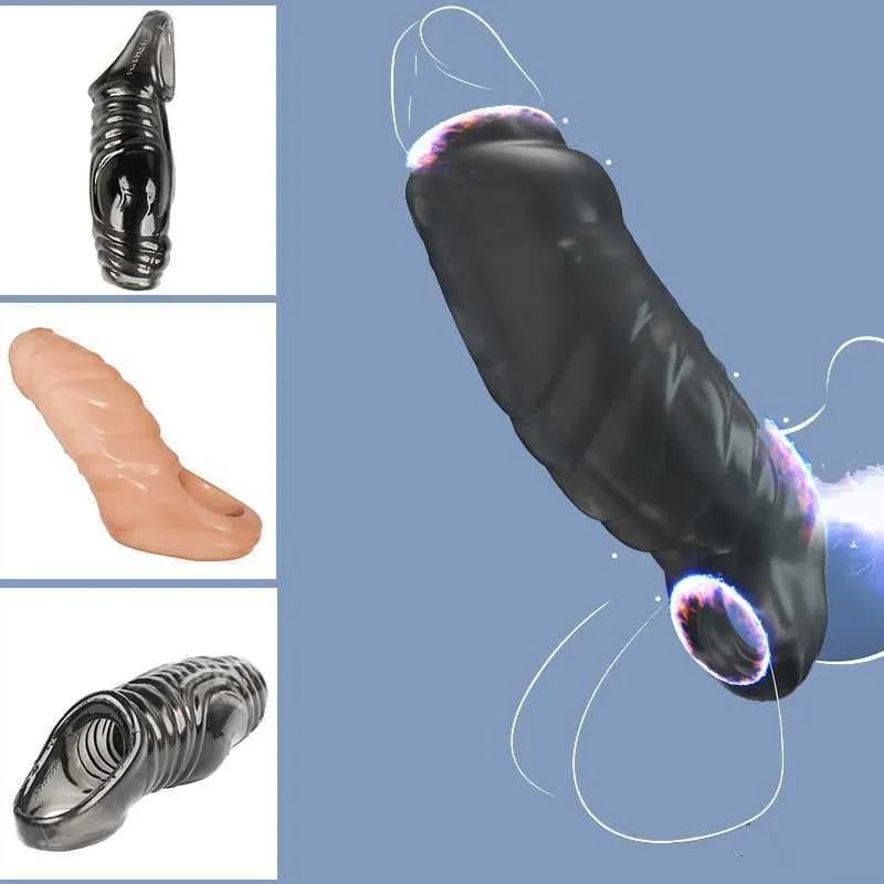 Adult Massager Penis Extender Sleeve Men's Foreskin Cock Ring Enlarger Delay Ejaculation Sex Toys for Men Intimate Goods