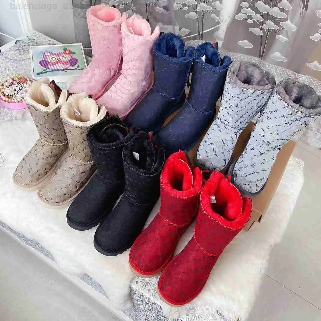 Australia Designer Boots Fur Shearling Suede Satin Tall Snow Boot Jauley Bow Booties Women Sneakers Wool Lined Fluff Winter Shoes Chestnut