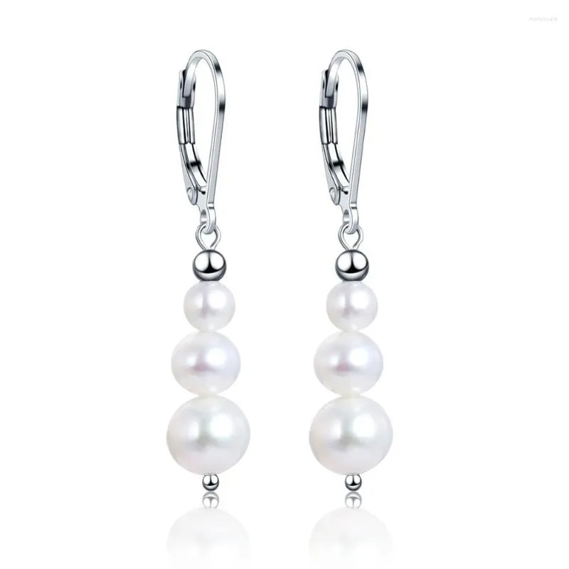 Hoop Earrings Beritafon 925 Sterling Silver Freshwater Pearl Hook For Women Gift Lever Back